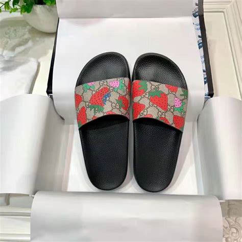 strawberry gucci sandals|Gucci strawberry shoes price.